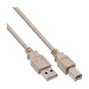 USB 2.0 Kabel, A an B, beige, 2,0 m